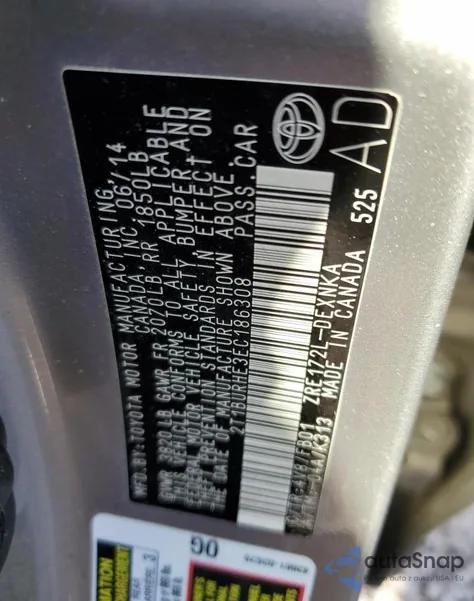 2014 Toyota Corolla L z USA, uszkodzony, nr VIN 2T1BURHE3EC186308